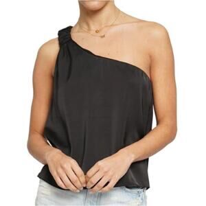 New ~ Know One Cares ~ Shirred One Shoulder Strap Satin Tank Top Size L